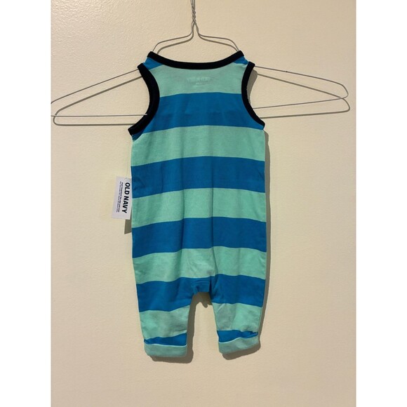 NWT Old Navy Blue Striped Jumpsuit - 0-3M - Picture 2 of 3